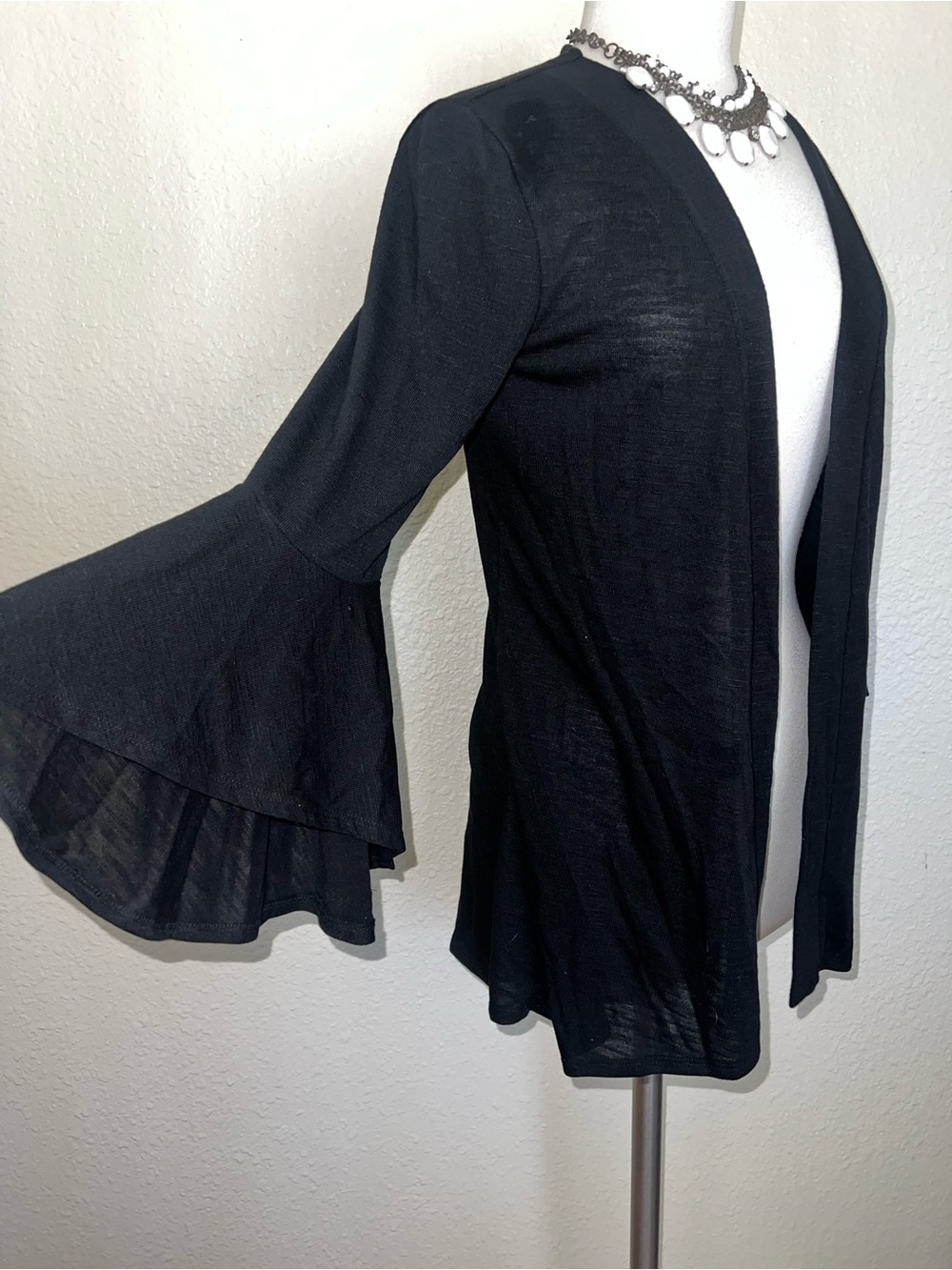 LC Lauren Conrad Black Open Front Bell Sleeve Cardigan